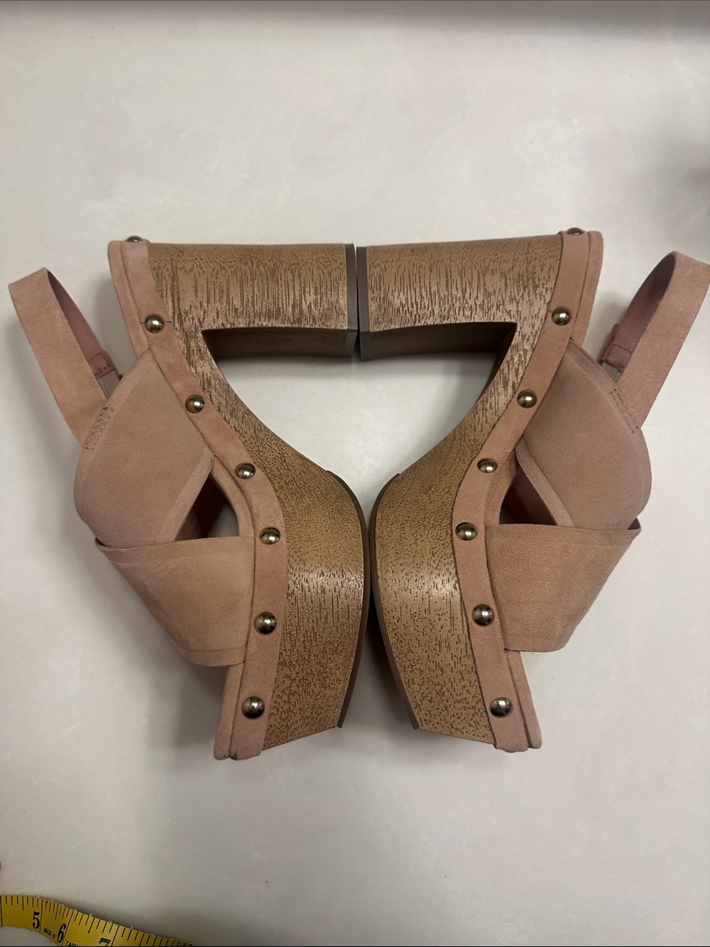 Vince Camuto Taupe Suede Crisscross Platform Sandals - Picture 8 of 9